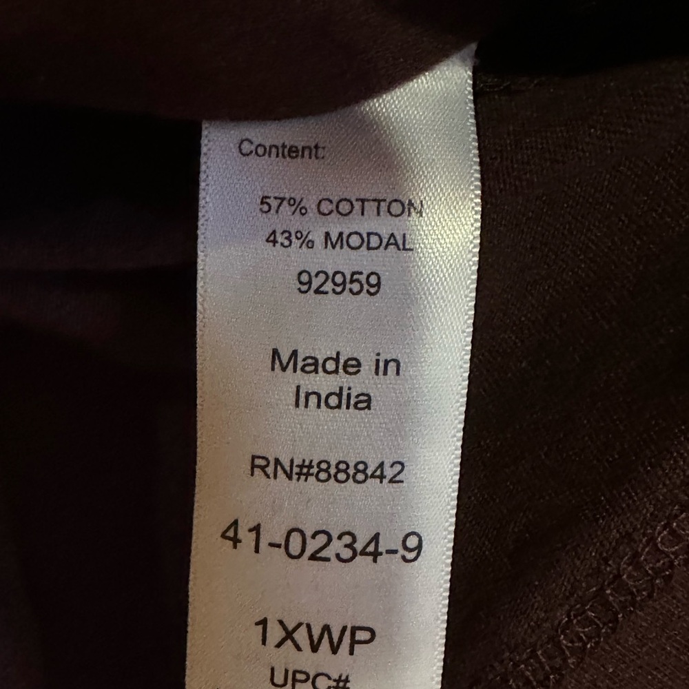 Catherine Petite 1X Plus Modal Cotton Purple Rhinestone 3/4 Sleeve Top Stretch - Picture 5 of 9